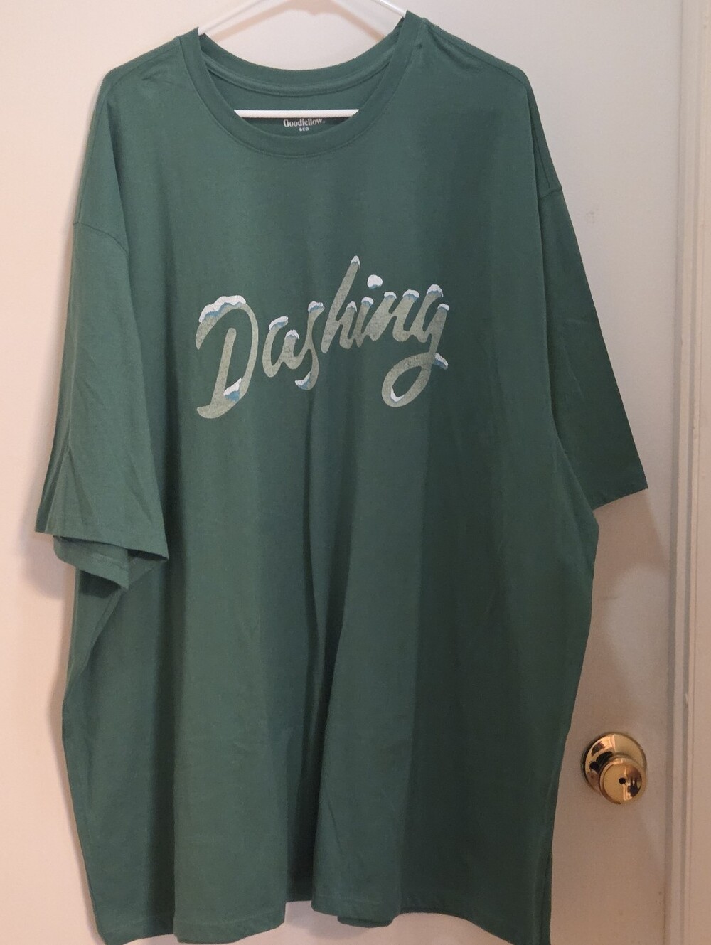Goodfellow Womens 4XL "Dashing" Green Christmas  Tee Shirt NEW